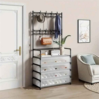 5-Layers Multi-Functional Coat Hanger With Shoe Rack For Home, Shoe Storage Coat Rack Floor-Standing Clothes Hanger, Shoe Cabinet - image 1