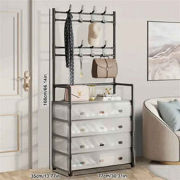 5-Layers Multi-Functional Coat Hanger With Shoe Rack For Home, Shoe Storage Coat Rack Floor-Standing Clothes Hanger, Shoe Cabinet - thumbnail 2