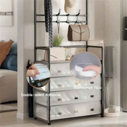 5-Layers Multi-Functional Coat Hanger With Shoe Rack For Home, Shoe Storage Coat Rack Floor-Standing Clothes Hanger, Shoe Cabinet - thumbnail 4