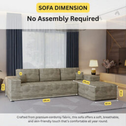 Sliding Wardrobes 4 u LTD Modern Comfort Compact Right Or Left Corner Sofa With Cushions Quick Easy Setup (Camel Brown - Rightcorner) - thumbnail 3
