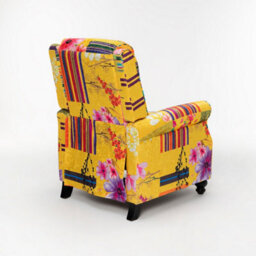 Manual Recliner Chair In Gold Patchwork Fabric - thumbnail 4