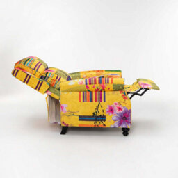 Manual Recliner Chair In Gold Patchwork Fabric - thumbnail 5