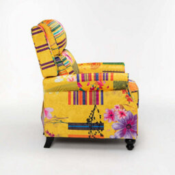 Manual Recliner Chair In Gold Patchwork Fabric - thumbnail 6