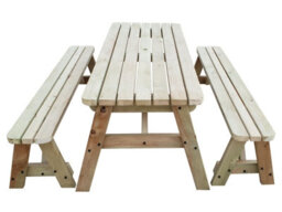 Arbor Garden Solutions Victoria Wooden Picnic Bench And Table Set, Rounded Outdoor Dining Set (8Ft, Natural Finish) - thumbnail 3