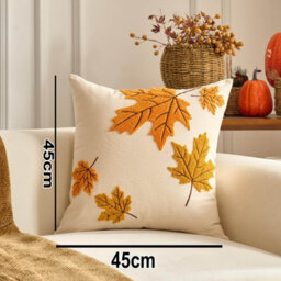 Amorly Autumn Maple Leaf Cushion Cover 45X45Cm, Farmhouse Fall Decorative Pillow Case Only No Insert For Living Room Home Styling - thumbnail 3