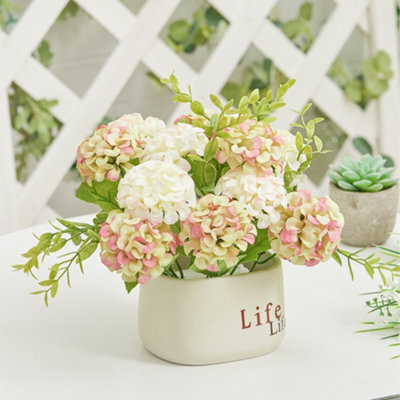 Living And Home Potted Artificial Flower Ornaments Hydrangea Flower In Ceramic Planter For Tabletop Decoration 20Cm (W) - image 1