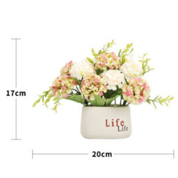 Living And Home Potted Artificial Flower Ornaments Hydrangea Flower In Ceramic Planter For Tabletop Decoration 20Cm (W) - thumbnail 6