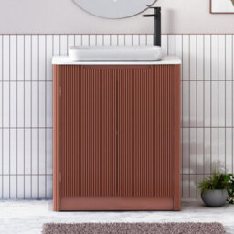 Royal Bathrooms Avenza 700mm Terracotta Clay Floor Standing Bathroom Vanity Unit 2 Door With Qubix Basin - thumbnail 1
