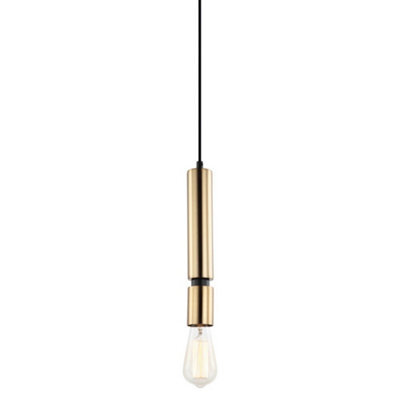 Luminosa Lighting Luminosa Modern Hanging Pendant Black 1 Light With Brass Shade, E27 Dimmable - image 1