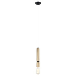 Luminosa Lighting Luminosa Modern Hanging Pendant Black 1 Light  With Brass Shade, E27 Dimmable - thumbnail 2