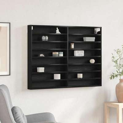 Walplus Display Cabinet Black Oak 100 X 8.5 X 75 Cm Engineered Wood - image 1