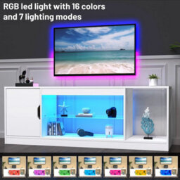 Led Tv Stand Cabinet Unit Modern Matt Gloss Door Mdf Entertainment Rgb Lights - thumbnail 6