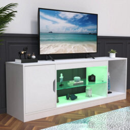 Led Tv Stand Cabinet Unit Modern Matt Gloss Door Mdf Entertainment Rgb Lights - thumbnail 1