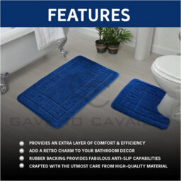 Gc Gaveno Cavailia Grecian Grace 2 Piece Bath Mat Set Royal Blue Quick Dry Water Absorbent Bathroom Shower Mat & Pedestal Set - thumbnail 4