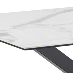 Wyld Haus Perth 135Cm 4-Seater White Ceramic Dining Table With Black Metal Cross Base - thumbnail 4