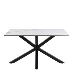 Wyld Haus Perth 135Cm 4-Seater White Ceramic Dining Table With Black Metal Cross Base - thumbnail 3