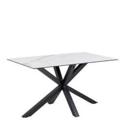 Wyld Haus Perth 135Cm 4-Seater White Ceramic Dining Table With Black Metal Cross Base - thumbnail 2