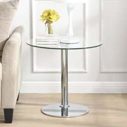 Furniture in Fashion Synchro Clear Glass Lamp Table Round With Chrome Base - thumbnail 2