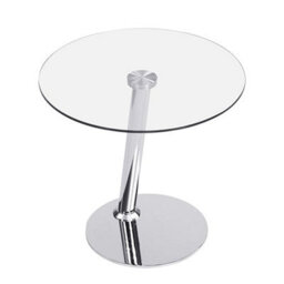 Furniture in Fashion Synchro Clear Glass Lamp Table Round With Chrome Base - thumbnail 6