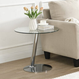 Furniture in Fashion Synchro Clear Glass Lamp Table Round With Chrome Base - thumbnail 1