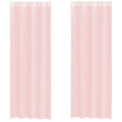 Berkfield Durable Voile Curtains With Grommets 2 Pcs Light Pink 140X260 Cm