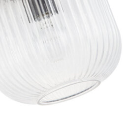 Happy Homewares Contemporary Matte Black Ceiling Light With Clear Ribbed Glass Shade - thumbnail 5
