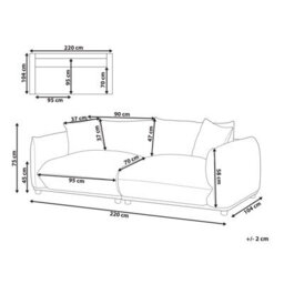 Beliani Sofa 3 Seater Luvos Velvet Pink - thumbnail 3