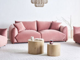 Beliani Sofa 3 Seater Luvos Velvet Pink - thumbnail 2