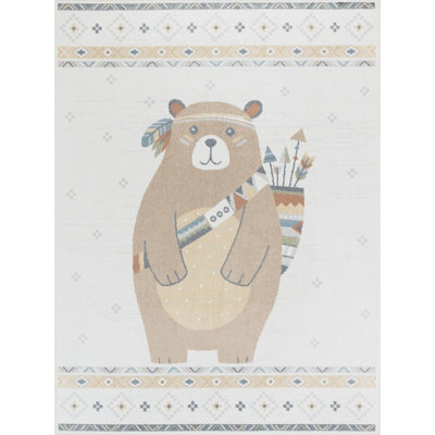 Livabliss Lillian-Kids Beige Brown Blue Orange Washable Rug For Children's Rooms 120 X 170 Cm Easy Care, Non Shedding - image 1