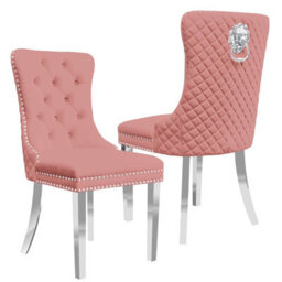 Groundlevel Set Of 2 Plush Velvet Dining Chairs With Lion Head Knocker - thumbnail 2