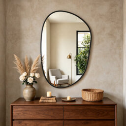Artloge 54.5X85.5Cm Irregular Asymmetrical Black Aluminium Framed Wall Mirror For Bathroom Bedroom Hallway - thumbnail 7
