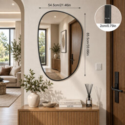 Artloge 54.5X85.5Cm Irregular Asymmetrical Black Aluminium Framed Wall Mirror For Bathroom Bedroom Hallway - thumbnail 2