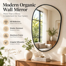 Artloge 54.5X85.5Cm Irregular Asymmetrical Black Aluminium Framed Wall Mirror For Bathroom Bedroom Hallway - thumbnail 3