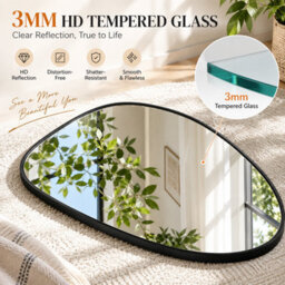 Artloge 54.5X85.5Cm Irregular Asymmetrical Black Aluminium Framed Wall Mirror For Bathroom Bedroom Hallway - thumbnail 4