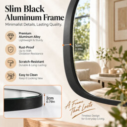 Artloge 54.5X85.5Cm Irregular Asymmetrical Black Aluminium Framed Wall Mirror For Bathroom Bedroom Hallway - thumbnail 5