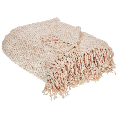 Beliani Blanket Vella Cotton 150 X 200 Cm Light Beige - image 1