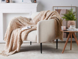 Beliani Blanket Vella Cotton 150 X 200 Cm Light Beige - thumbnail 2