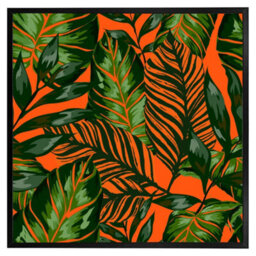 "Andrew Lee Green Tropical Leaves On Orange (Picutre Frame) / 16X16"" / Brown" - thumbnail 8