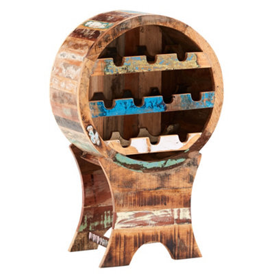 Vema Reclaimed Wooden Wine Bar 10 Bottles Cabinet Rack - image 1