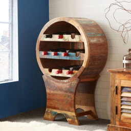 Vema Reclaimed Wooden Wine Bar 10 Bottles Cabinet Rack - thumbnail 2