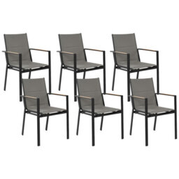 Beliani Set Of 6 Garden Chairs Busseto Metal Black - thumbnail 1