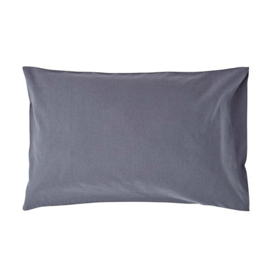 Homescapes Dark Grey Linen Housewife Pillowcase, Standard - image 1