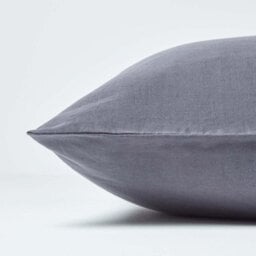 Homescapes Dark Grey Linen Housewife Pillowcase, Standard - thumbnail 2