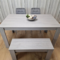Kosy Koala Modern Rectangle Dining Table Set With 2 Grey Velvet Chairs And 1 Bench Dining Room Furniture - thumbnail 5