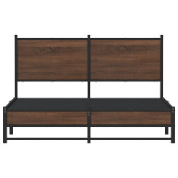 Berkfield Metal Bed Frame Without Mattress Brown Oak 150X200 Cm King Size - thumbnail 5
