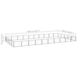 Berkfield Durable Dog Kennel Black 50 M2 Steel - thumbnail 6