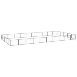 Berkfield Durable Dog Kennel Black 50 M2 Steel - thumbnail 2