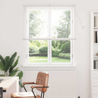 Berkfield Window Blind With Curtains Manual White Aluminium - image 1