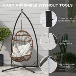 Outsunny Hammock Chair Stand, Steel Frame Hammock Stand Only, Black - thumbnail 8