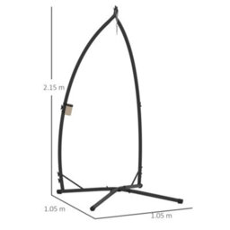 Outsunny Hammock Chair Stand, Steel Frame Hammock Stand Only, Black - thumbnail 3